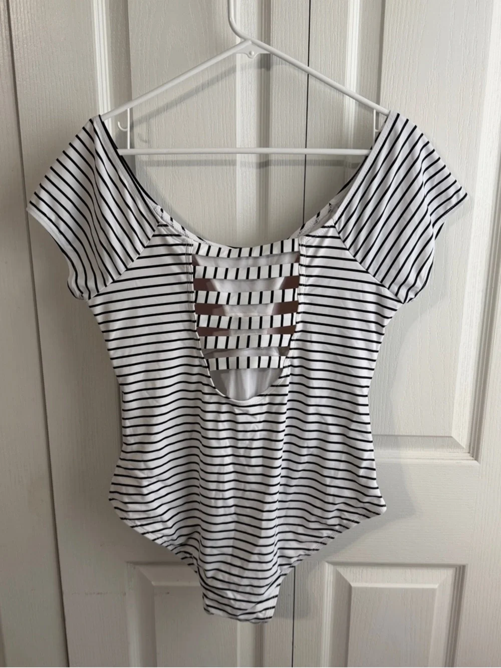 Meet‎ Curve black white striped one piece swimsuit size XL